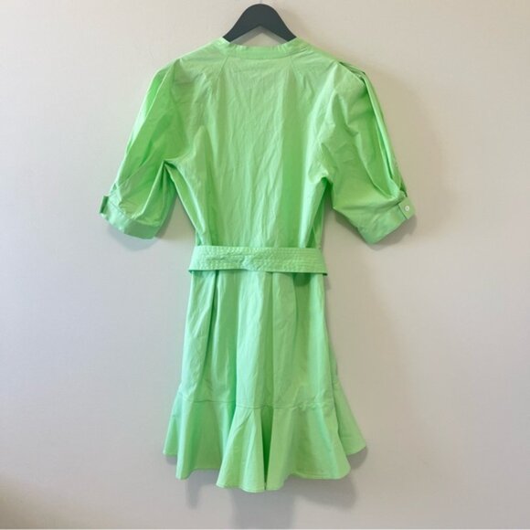 VERONICA BEARD Molly Belted Flare Shirt Dress in Pistachio Size 8 - Picture 7 of 14